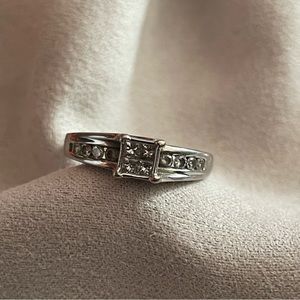 1/2 CT. T.W. Quad Princess Diamond Ring in 14K White Gold Size 7.0